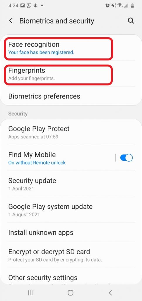 Face Recognition and Fingerprints