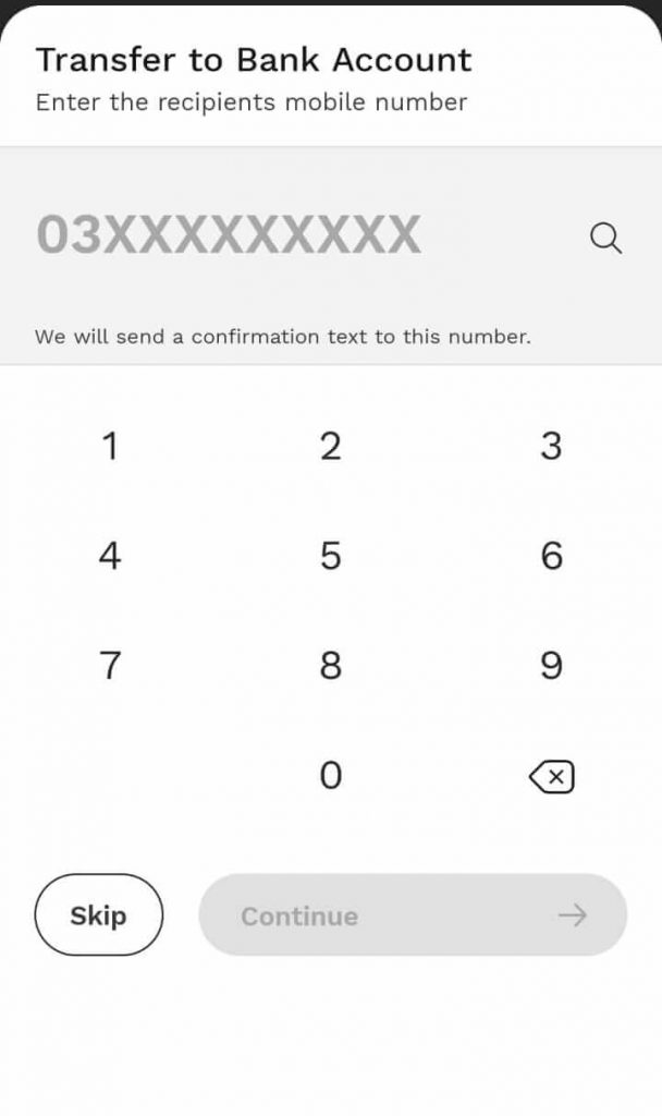 JazzCash to Easypaisa: Through the JazzCash App- Step 3