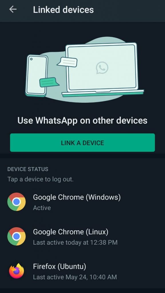 WhatsApp web - Linked Devices 