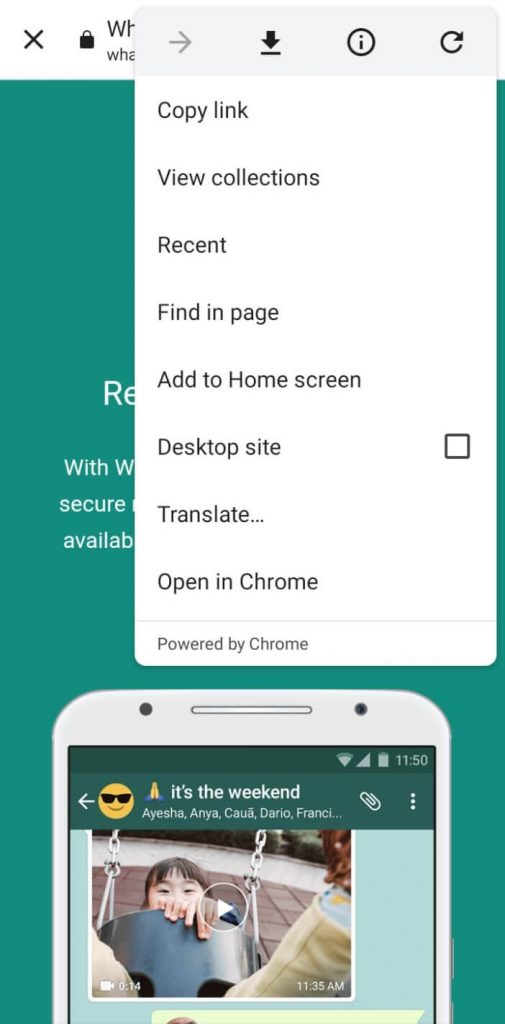 Whatsapp web - Desktop Site