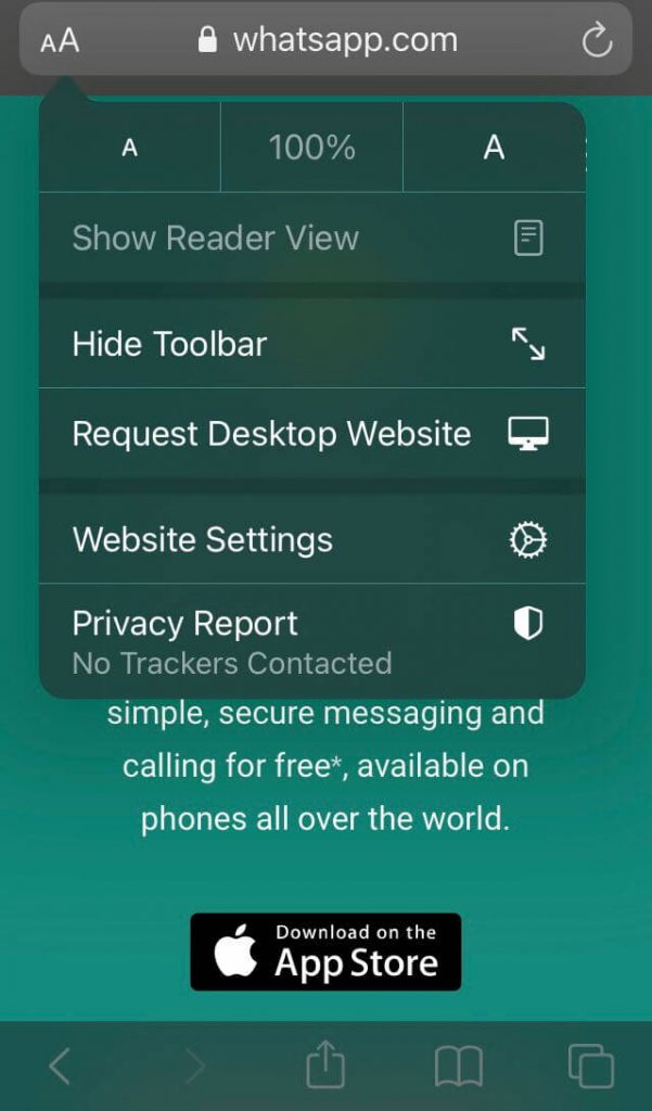 WhatsApp web - “‘aA font option