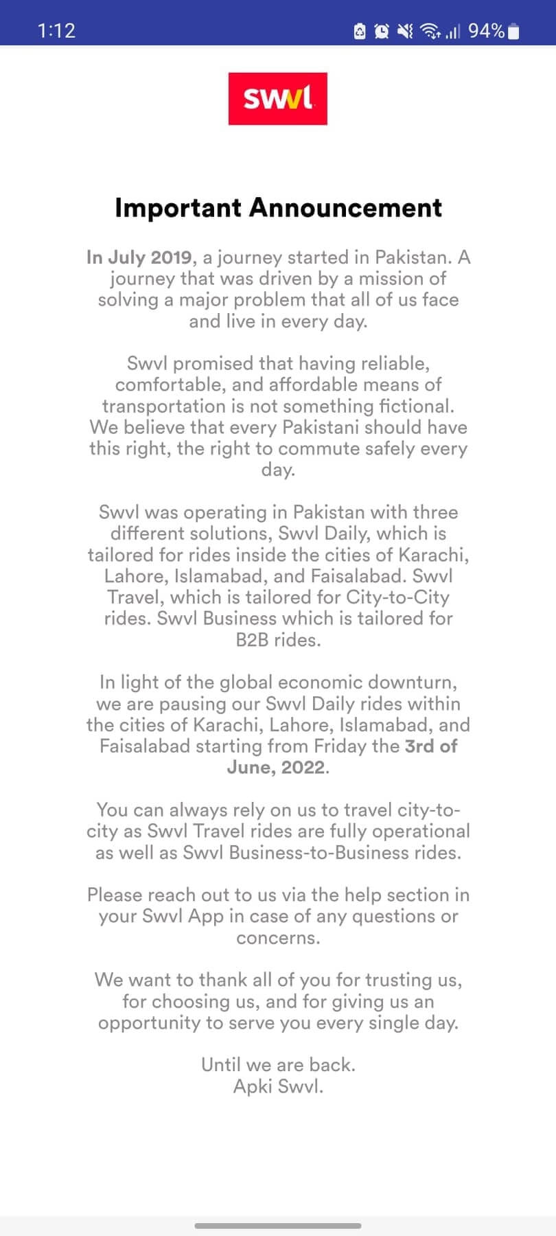 swvl shuts down operations 2022