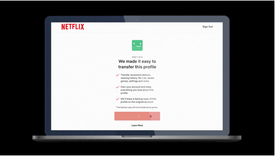 Netflix profile transfer