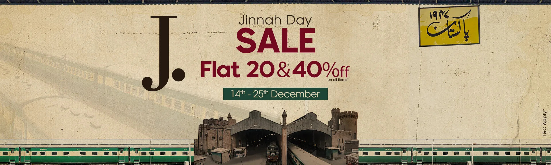 J. Jinnah Day Sale – Flat 20% to 40% off on all Items