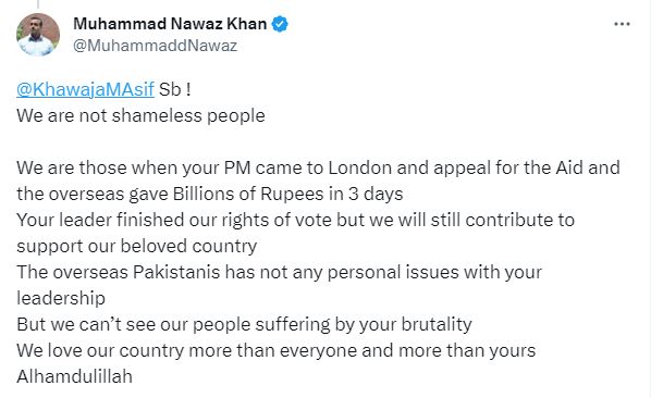 khawaja asif receives criticism for his remarks on on overseas Pakistanis