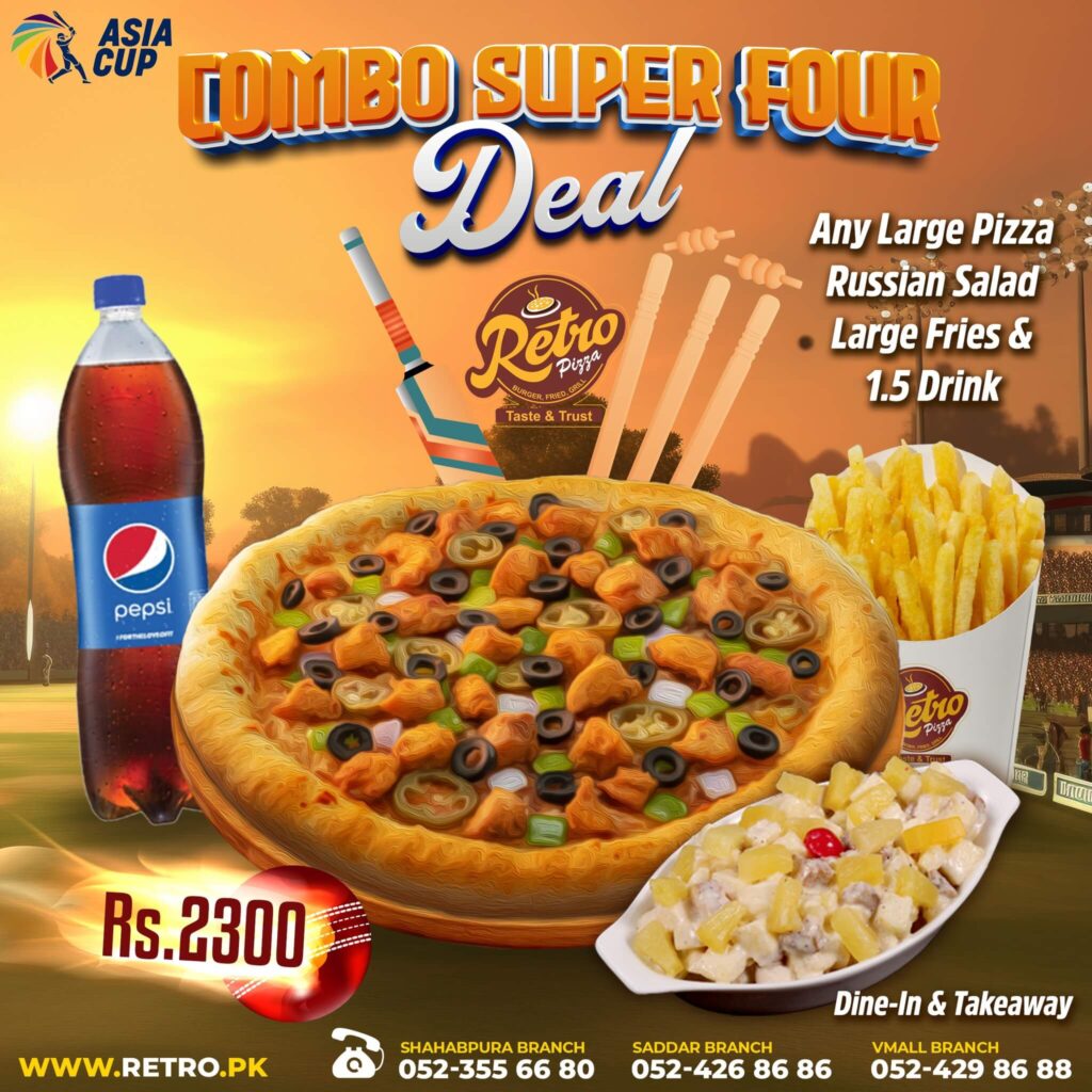 Retro pizza Sialkot asia cup deal