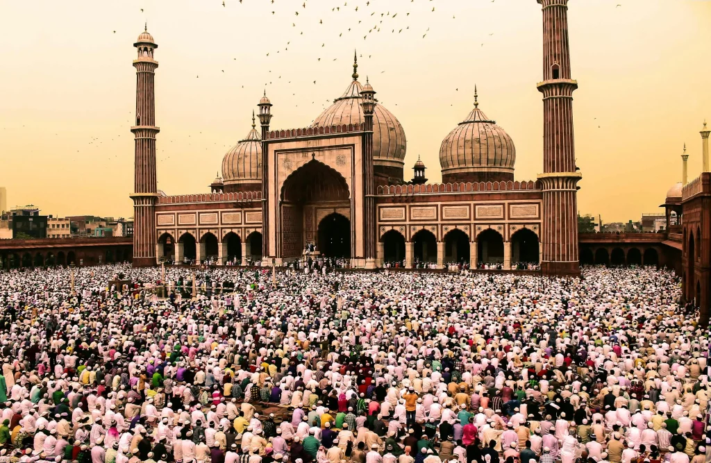 Grand mosque in Pakistan during Eid-ul-Adha celebration