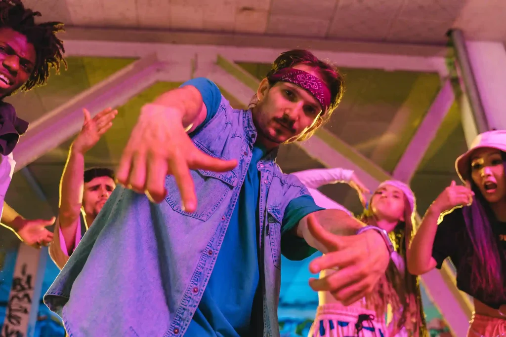 Students practicing choreography during a dance class